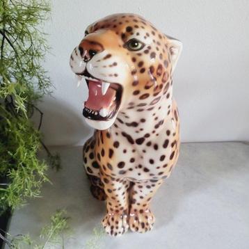 Beeld, Luipaard, Gesigneerd H.62 cm - 62 cm - Keramiek - beschikbaar voor biedingen