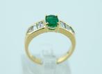 Ring - 18 karaat Geel goud Smaragd - Diamant, Handtassen en Accessoires, Ringen, Nieuw