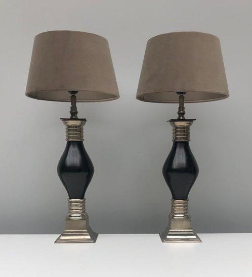 Tafellamp - Vernikkeld Messing - Twee schemerlampen, Antiek en Kunst, Curiosa en Brocante