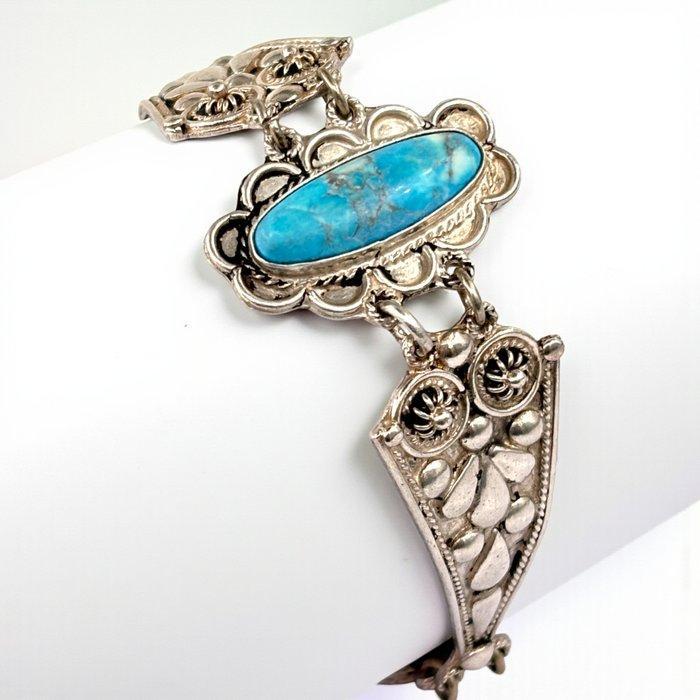 Turquoise - Zilver - Armband - Navajo, Antiek en Kunst, Kunst | Niet-Westerse kunst
