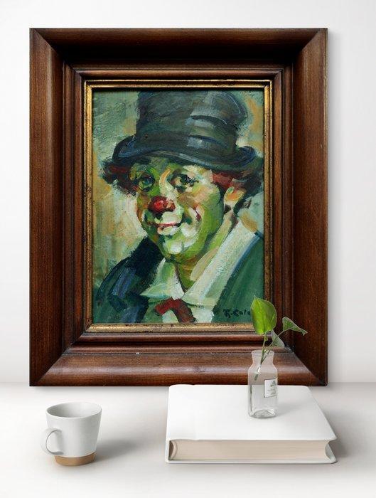 École européenne (XX) - Le sourire du clown, Antiek en Kunst, Kunst | Schilderijen | Klassiek