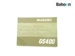 Instructie Boek Suzuki GS 400 1976-1979 (GS400), Motoren, Verzenden, Gebruikt