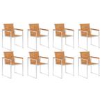 vidaXL Tuinstoelen 8 st massief acaciahout en roestvrij, Tuin en Terras, Tuinstoelen, Verzenden, Nieuw