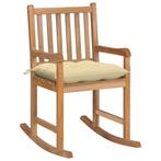 vidaXL Schommelstoel met crèmewit kussen massief teakhout, Tuin en Terras, Tuinstoelen, Verzenden, Nieuw