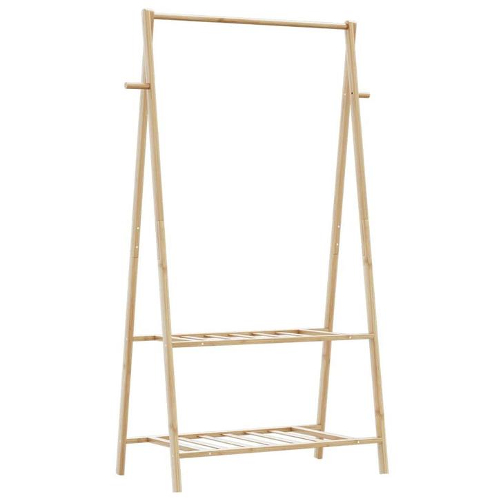vidaXL Kledingrek met schappen 96x45,5x150,5 cm bamboe, Huis en Inrichting, Kasten | Kleerkasten, Nieuw, Verzenden