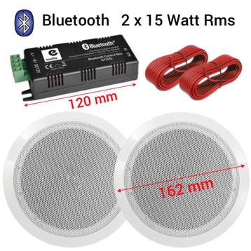 Bluetooth plafond luidspreker set wit 2x 16,5Cm 80Watt