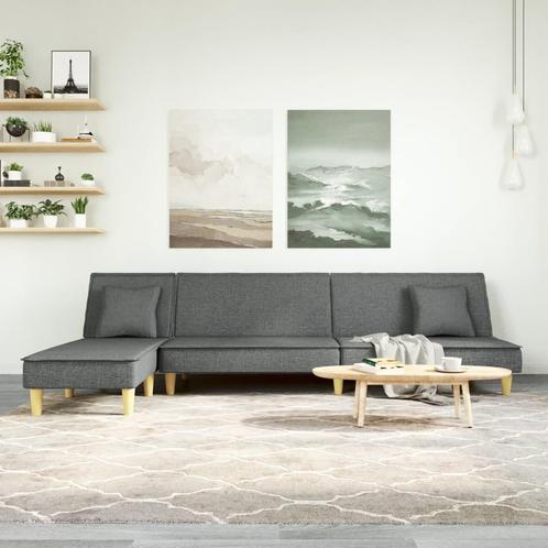 vidaXL Slaapbank L-vormig 255x140x70 cm stof donkergrijs, Huis en Inrichting, Zetels | Zetels, Nieuw, Verzenden