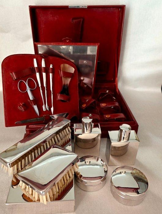 Art déco Ensemble de toilette - Cuir de vachette, Antiek en Kunst, Curiosa en Brocante