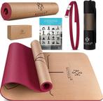 Yogamat roze met kurk - 183x62cm - turnmat - fitnessmat -, Sport en Fitness, Verzenden, Nieuw