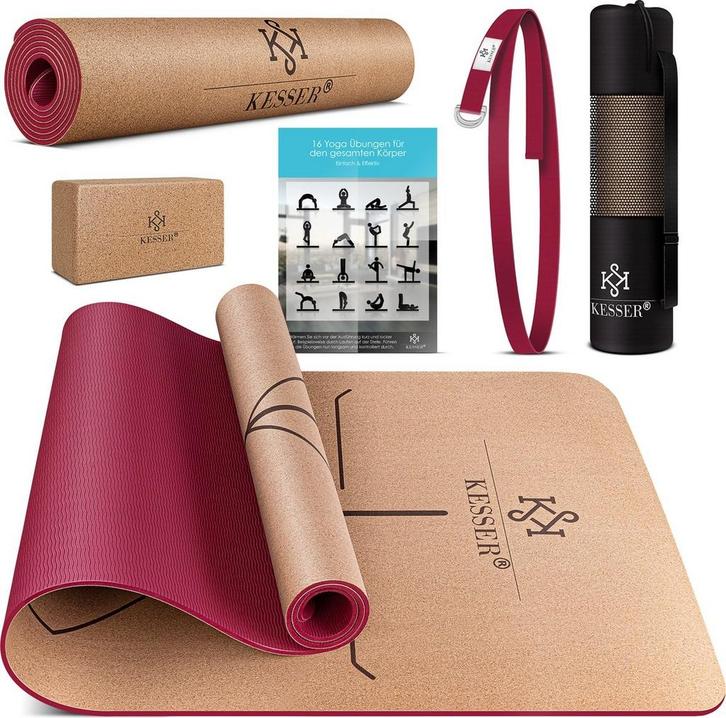 Yogamat roze met kurk - 183x62cm - turnmat - fitnessmat -, Sport en Fitness, Overige Sport en Fitness, Verzenden