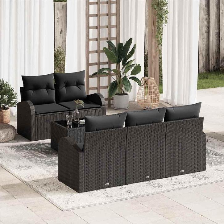 vidaXL Tuinbank Set Zwart 55 x 55 x 37 cm poly rattan, Tuin en Terras, Tuinsets en Loungesets, Nieuw, Verzenden