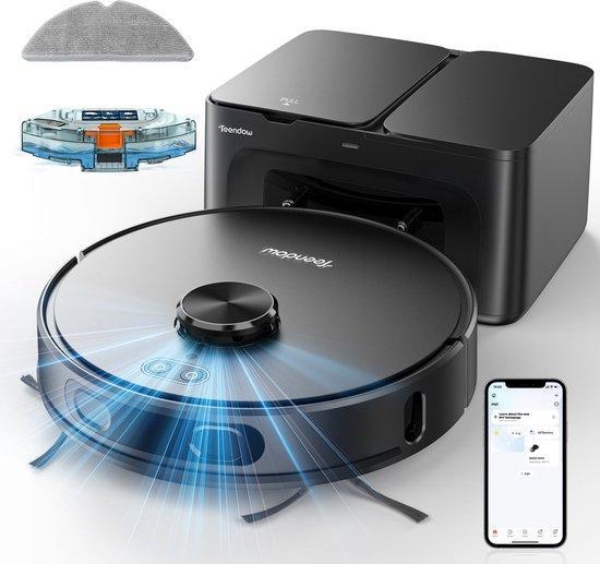 Robotstofzuiger met dweilfunctie - Met laadstation - Zwart -, Elektronische apparatuur, Stofzuigers, Nieuw, Verzenden
