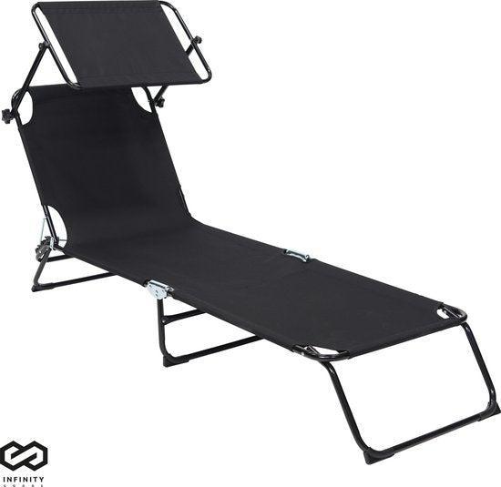 2dekans | Infinity Goods Ligbed Met Zonnescherm - Opvouwbaar, Tuin en Terras, Tuinsets en Loungesets, Ophalen of Verzenden