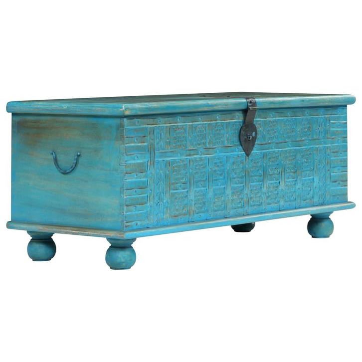 vidaXL Opbergkist 100x40x41 cm massief mangohout blauw, Huis en Inrichting, Kasten | Overige, Nieuw, Verzenden