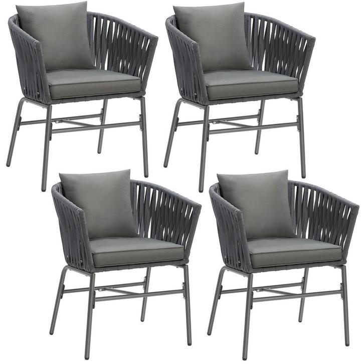 tectake Stoelset Valeiras in rope-design, dikke kussens, 60x, Tuin en Terras, Overige Tuin en Terras, Verzenden