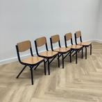 complete school set van Marko 5 stoelen , blauw - beuken, Gebruikt, Hout, Eén