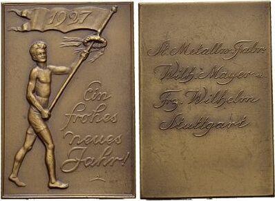 Bronze-plakette 1927 medaille der Praegeanstalt Mayer en..., Postzegels en Munten, Penningen en Medailles, Verzenden