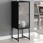 vidaXL Armoire latérale avec porte en verre noir, Maison & Meubles, Verzenden, Neuf