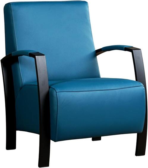 Blauwe leren industriële stalen stoel - Toledo Leer, Maison & Meubles, Fauteuils, Enlèvement ou Envoi