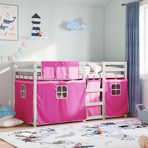 vidaXL Stapelbed met gordijnen 80x200 cm grenenhout roze, Huis en Inrichting, Slaapkamer | Bedden, Nieuw, Verzenden