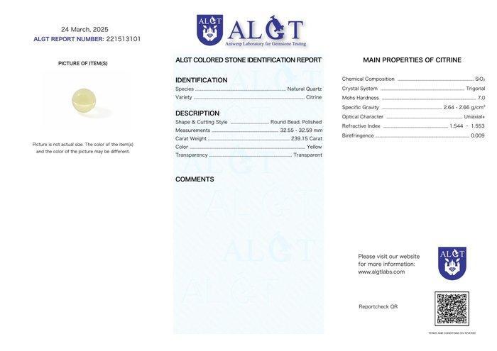 ALGT Gecertificeerd - Exclusieve Citrien Bol Een juweel van, Verzamelen, Mineralen en Fossielen