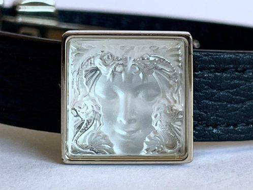 Lalique - « Aréthuse » - Cristal, Cuir - Bracelet - Bracelet, Antiek en Kunst, Antiek | Glaswerk en Kristal