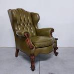 Chesterfield style - Fauteuil - Bergere - Cuir, Bois - Pelle, Antiek en Kunst