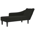 Chaise Longue Zwart Fluweel - | OP = OP | 40% Korting, Huis en Inrichting, Eenpersoons, Verzenden, Minder dan 75 cm, Nieuw