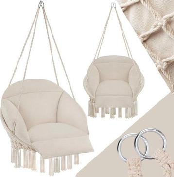 Tweedekans | tectake - Comfortabele Hangstoel Samira - beige beschikbaar voor biedingen