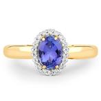 Bague - 14 carats Or jaune - 0.91ct. tw. Tanzanite - Diamant, Nieuw