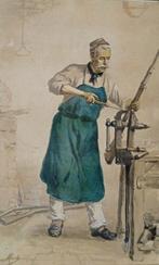 Franz Meerts (1836-1896) - Aquarelle : larmurier dans son
