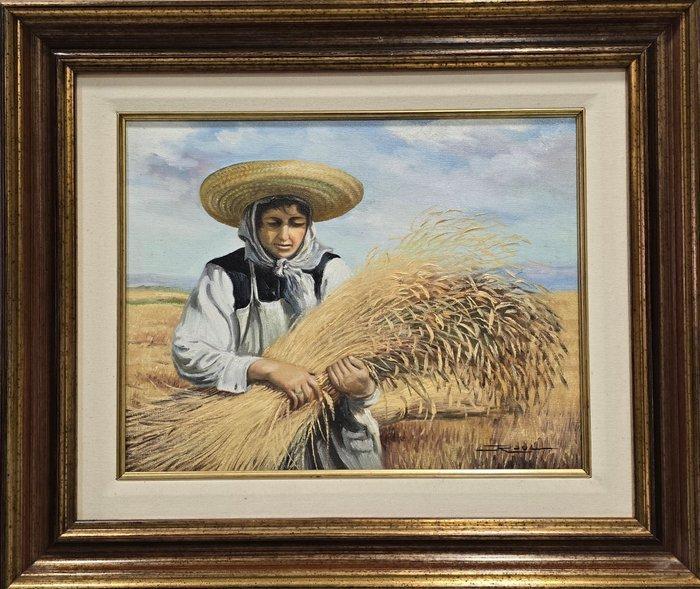 Raúl Martínez Ildeforn (1933-2006) - La cosechadora, Antiquités & Art, Art | Peinture | Classique
