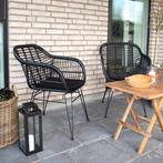 Rotan tuinstoel met zitkussen | Zwart | Rattan, Verzenden