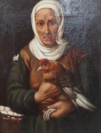 European School (XIX) - Old Woman With a Hen after Murillo,