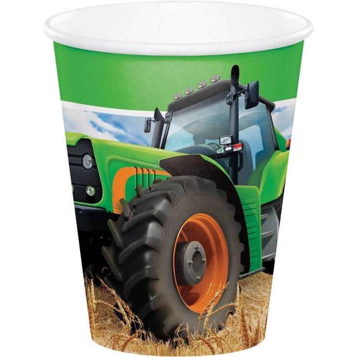 Bekers Traktor 256ml 8st, Hobby en Vrije tijd, Feestartikelen, Nieuw, Verzenden