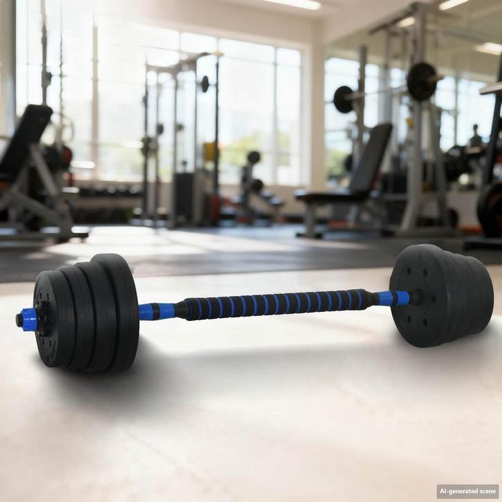 vidaXL 2-in-1 Dumbbell Barbell Set 30kg Zwart en Blauw, Sport en Fitness, Fitnessmaterialen, Nieuw, Verzenden