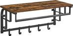 Wandkapstok - RusticLiving - Plank &amp; 5 haken - Zwartbruin, Huis en Inrichting, Ophalen of Verzenden, Nieuw