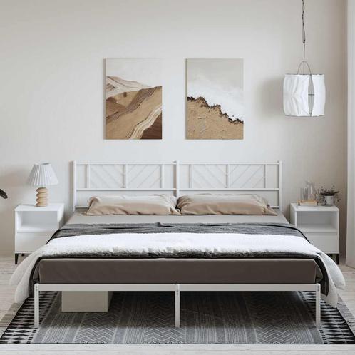 vidaXL Bedframe met hoofdbord metaal wit 193x203 cm, Huis en Inrichting, Slaapkamer | Bedden, Nieuw, Verzenden