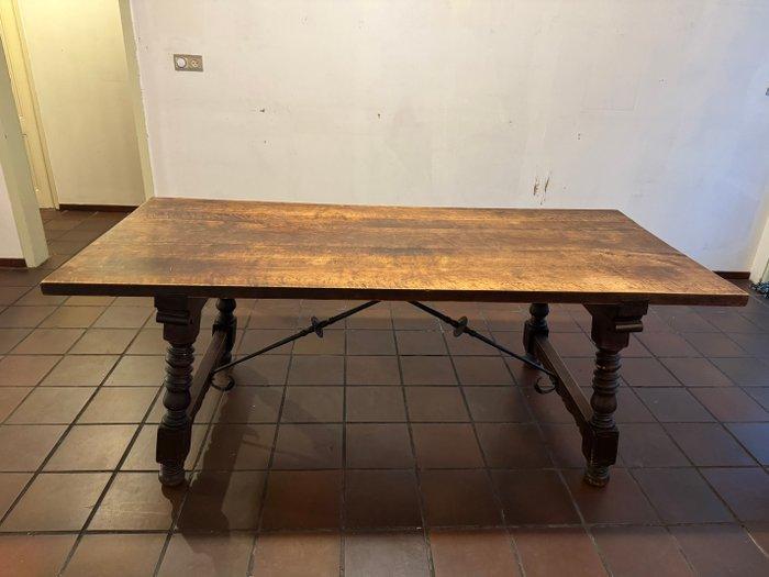 Table à colonnes - Support forgé à la main - Bois de pin,, Antiquités & Art, Antiquités | Autres Antiquités