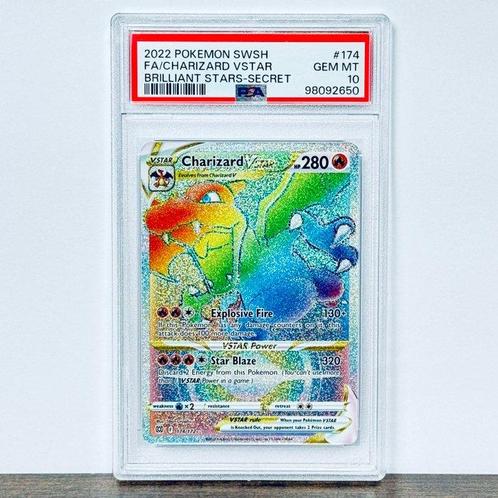 Pokémon Graded card - Charizard Vstar Rainbow FA - Brilliant, Hobby en Vrije tijd, Verzamelkaartspellen | Pokémon