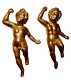 Miniatuur beeldje - Coppia di putti (2) - Messing