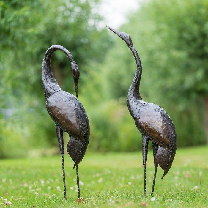 Figuur - Twee paradijskraanvogels - hergebruikt metaal, Antiek en Kunst, Kunst | Designobjecten