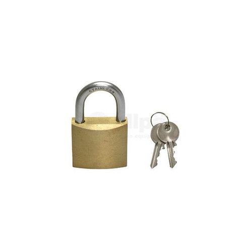 Bieden: Allpa messing hangslot met RVS beugel -, Caravans en Kamperen, Caravanaccessoires, Ophalen of Verzenden