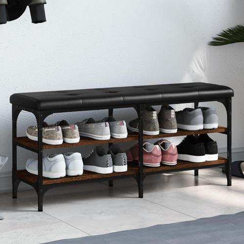 vidaXL Schoenenbank 102x32x47 cm bewerkt hout bruin, Huis en Inrichting, Overige Huis en Inrichting, Nieuw, Verzenden
