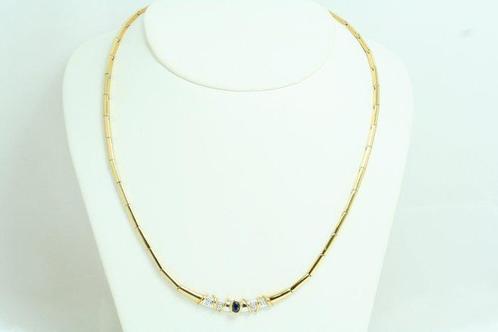 Collier - 18 carats Or blanc, Or jaune Saphir - Diamant -, Handtassen en Accessoires, Kettingen