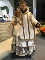 Beeld - Sint Antonius met kind - 30 cm - Was, Textiel, Zijde