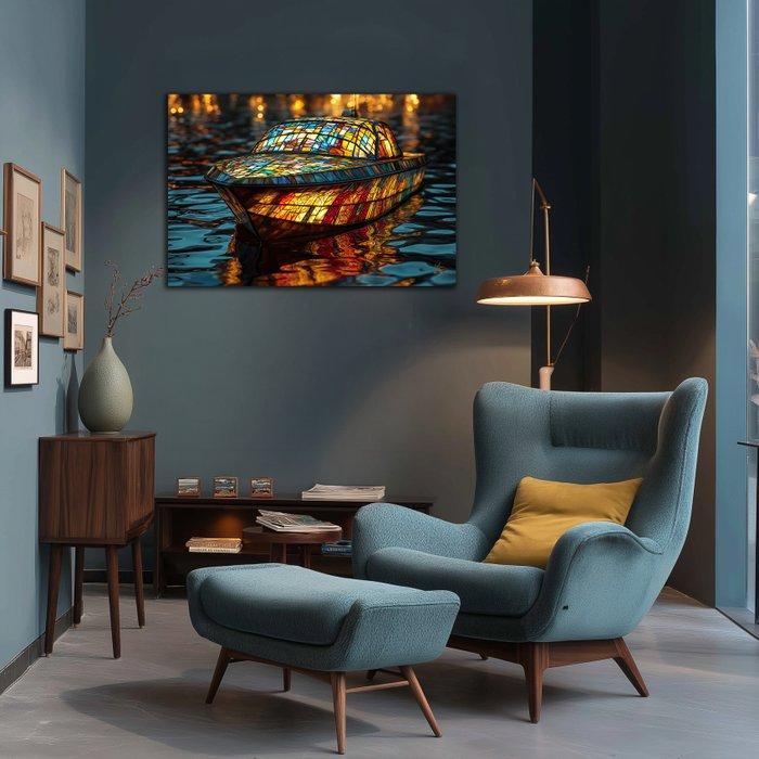 PLM-Art - The Riva boat vitraux style XL, Antiek en Kunst, Kunst | Designobjecten
