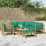 vidaXL 8-delige Loungeset met kussens bamboe groen, Tuin en Terras, Verzenden, Nieuw, Loungeset