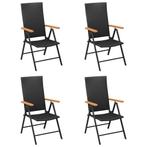 4x Tuinstoelen Poly Rattan Zwart | Retour Deal 56% KORTING!, Tuin en Terras, Verzenden, Nieuw, Aluminium, Verstelbaar