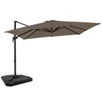 Zweefparasol Pisogne 300x300cm – Premium parasol - Taupe |, Tuin en Terras, Verzenden, Nieuw